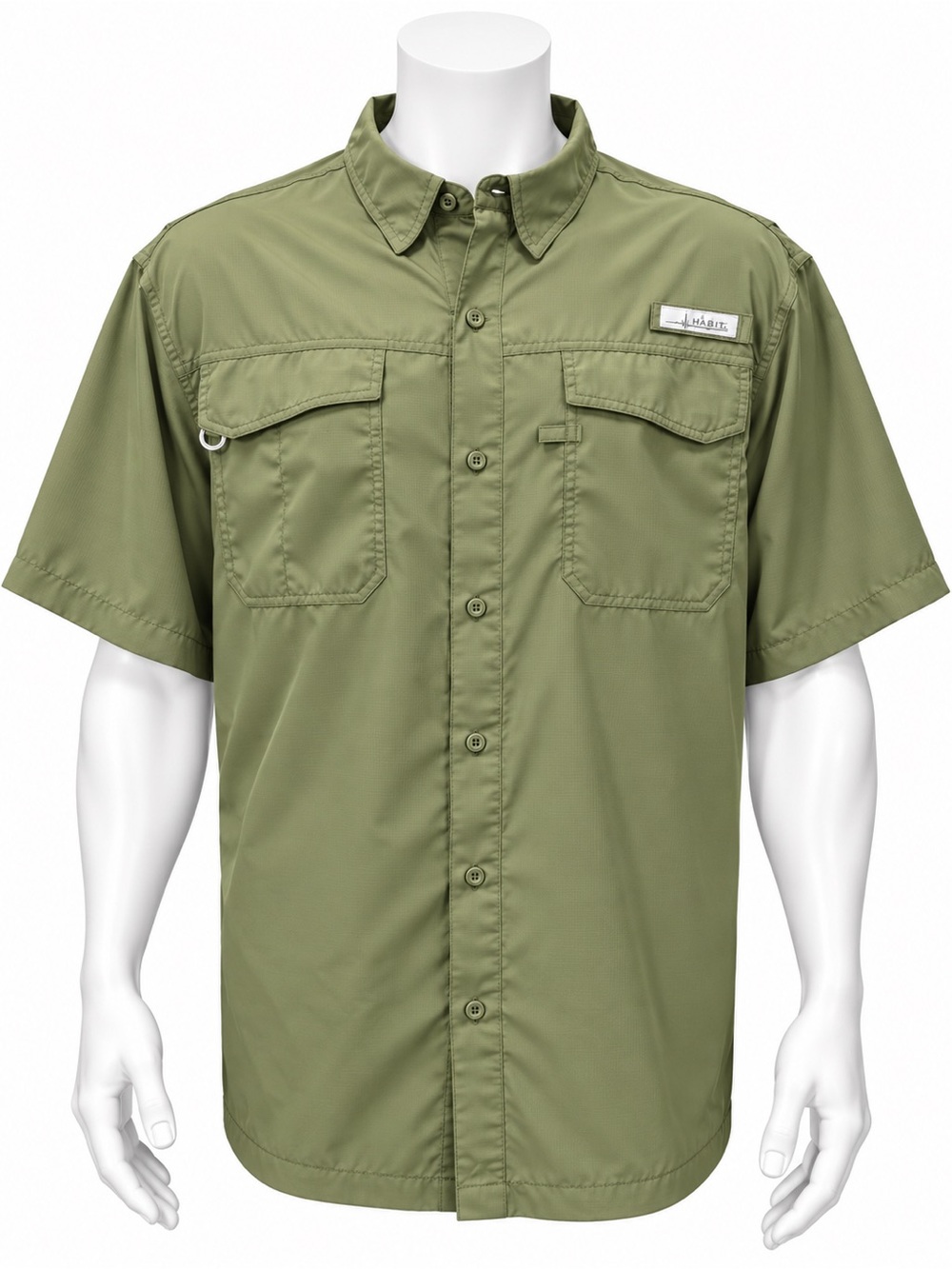 Habit Army Green Vented Button Up Men's Short Sleeve Fishing Shirt Size XXL 2XL